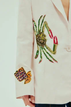 Fashion ALÉMAIS SEB EMBELLISHED BLAZER Cream