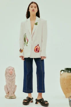 Fashion ALÉMAIS SEB EMBELLISHED BLAZER Cream