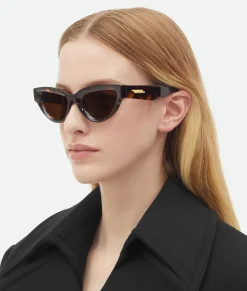 Online BOTTEGA VENETA SHARP CAT EYE SUNGLASSES Havana/Brown
