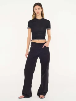 Sale CHRISTOPHER ESBER SHEER OVERLAY LOOPHOLE RIB TEE