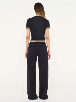 Sale CHRISTOPHER ESBER SHEER OVERLAY LOOPHOLE RIB TEE
