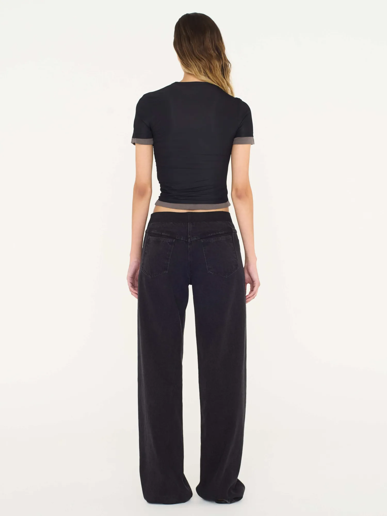 Sale CHRISTOPHER ESBER SHEER OVERLAY LOOPHOLE RIB TEE