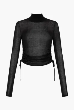 Fashion ST. AGNI SHEER RUCHED TOP Black