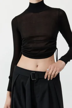 Fashion ST. AGNI SHEER RUCHED TOP Black