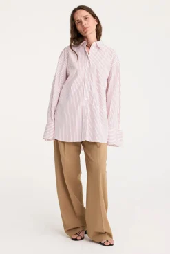 Shop RÓHE SHIRT WITH LARGE CUFFS AND FRAYING DETAILS