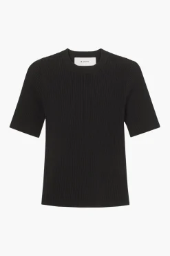 Flash Sale RÓHE SHORT SLEEVE RIB KNITTED TOP Noir