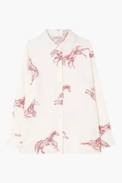 Best RÓHE SILK BALLPOINT HORSE SHIRT HorsePrintBarolo