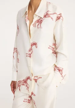 Best RÓHE SILK BALLPOINT HORSE SHIRT HorsePrintBarolo