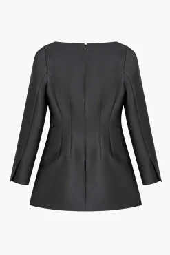 Best COURTNEY ZHENG SILK WOOL WIDE NECK L/S DRESS