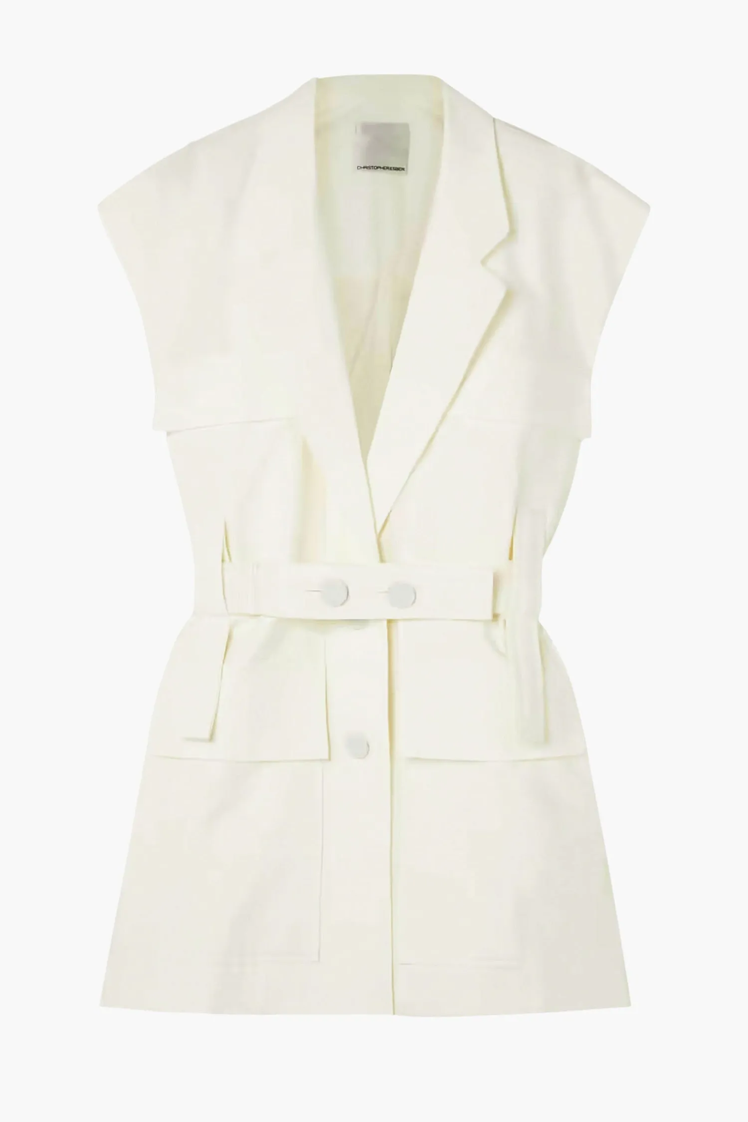 Store CHRISTOPHER ESBER SLEEVELESS BELTED JACKET White
