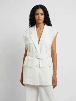 Store CHRISTOPHER ESBER SLEEVELESS BELTED JACKET White