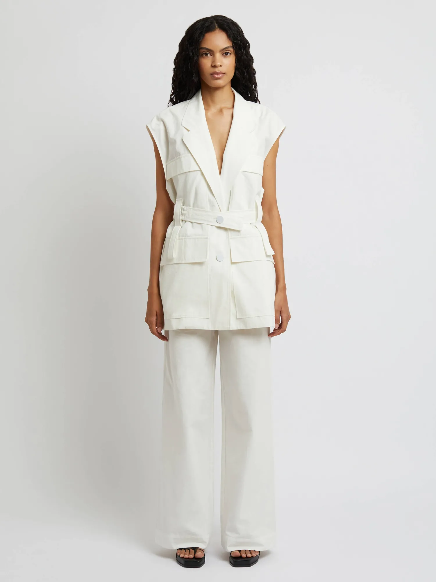 Store CHRISTOPHER ESBER SLEEVELESS BELTED JACKET White