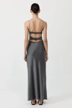 Flash Sale ST. AGNI SOFT SILK BRA BIAS SLIP PewterGrey
