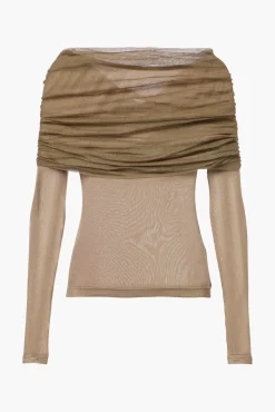 Best CHRISTOPHER ESBER SONORA VEILED L/S TOP Linseed