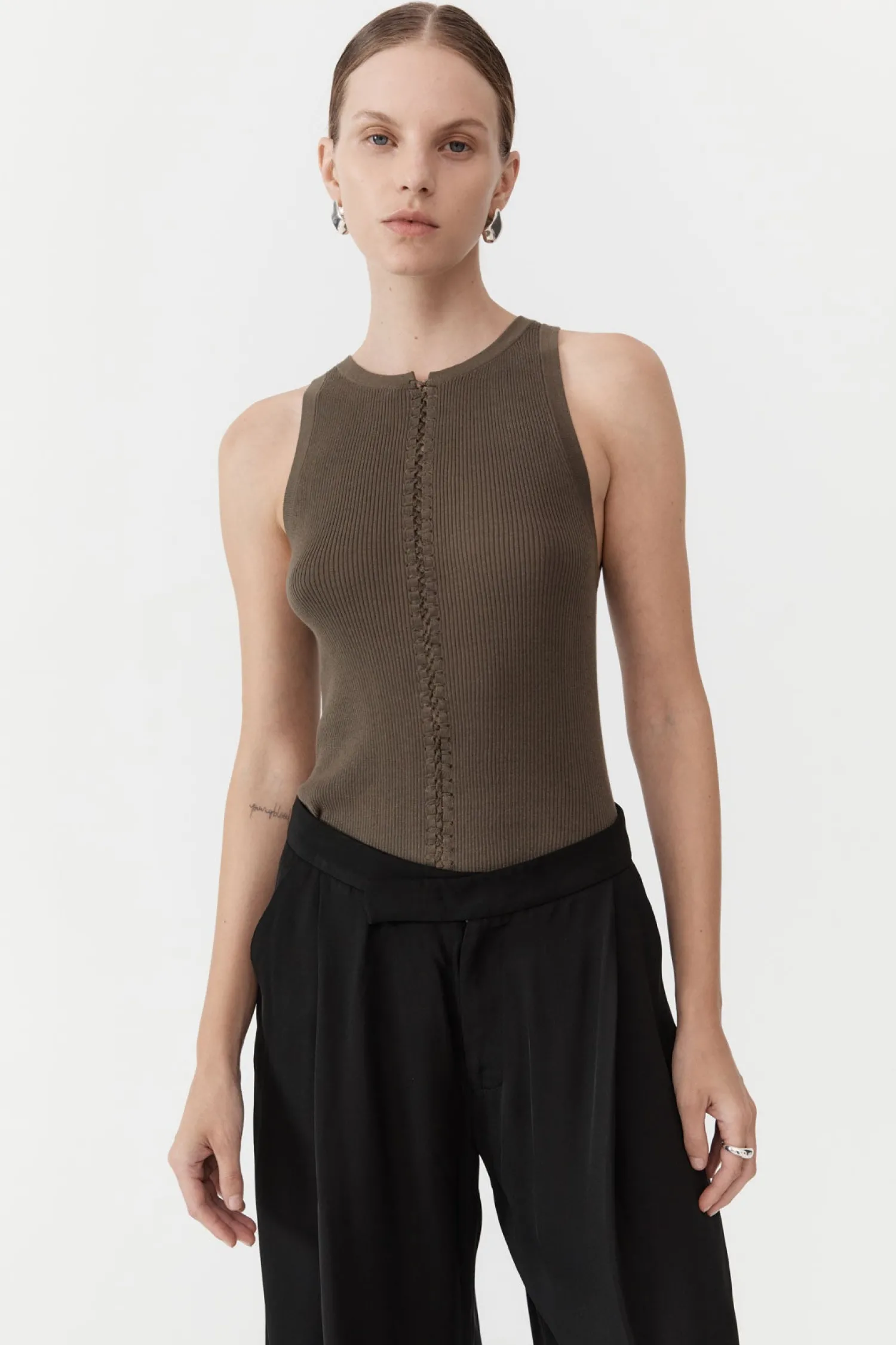 Cheap ST. AGNI STITCH DETAIL TANK Kelp