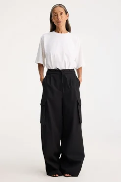 Cheap RÓHE TAILORED CARGO TROUSERS Black