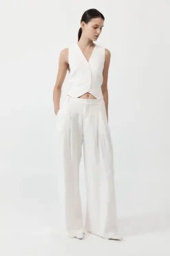 Outlet ST. AGNI TAILORED LINEN PANTS Ivory