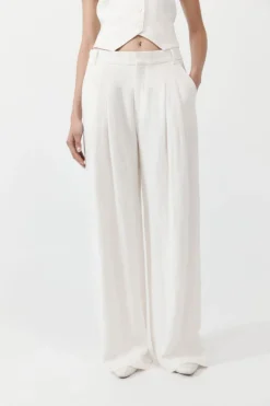Outlet ST. AGNI TAILORED LINEN PANTS Ivory