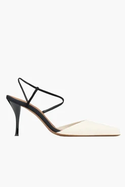 Sale NEOUS TANGRA LEATHER SUEDE SLINGBACK Cream/Black