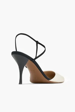 Sale NEOUS TANGRA LEATHER SUEDE SLINGBACK Cream/Black