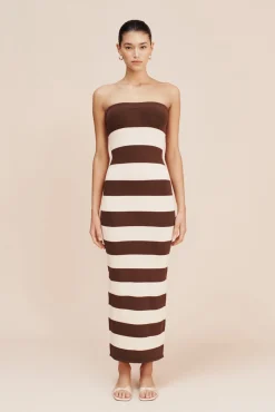 Sale POSSE THEO STRAPLESS DRESS Chocolate/Cream