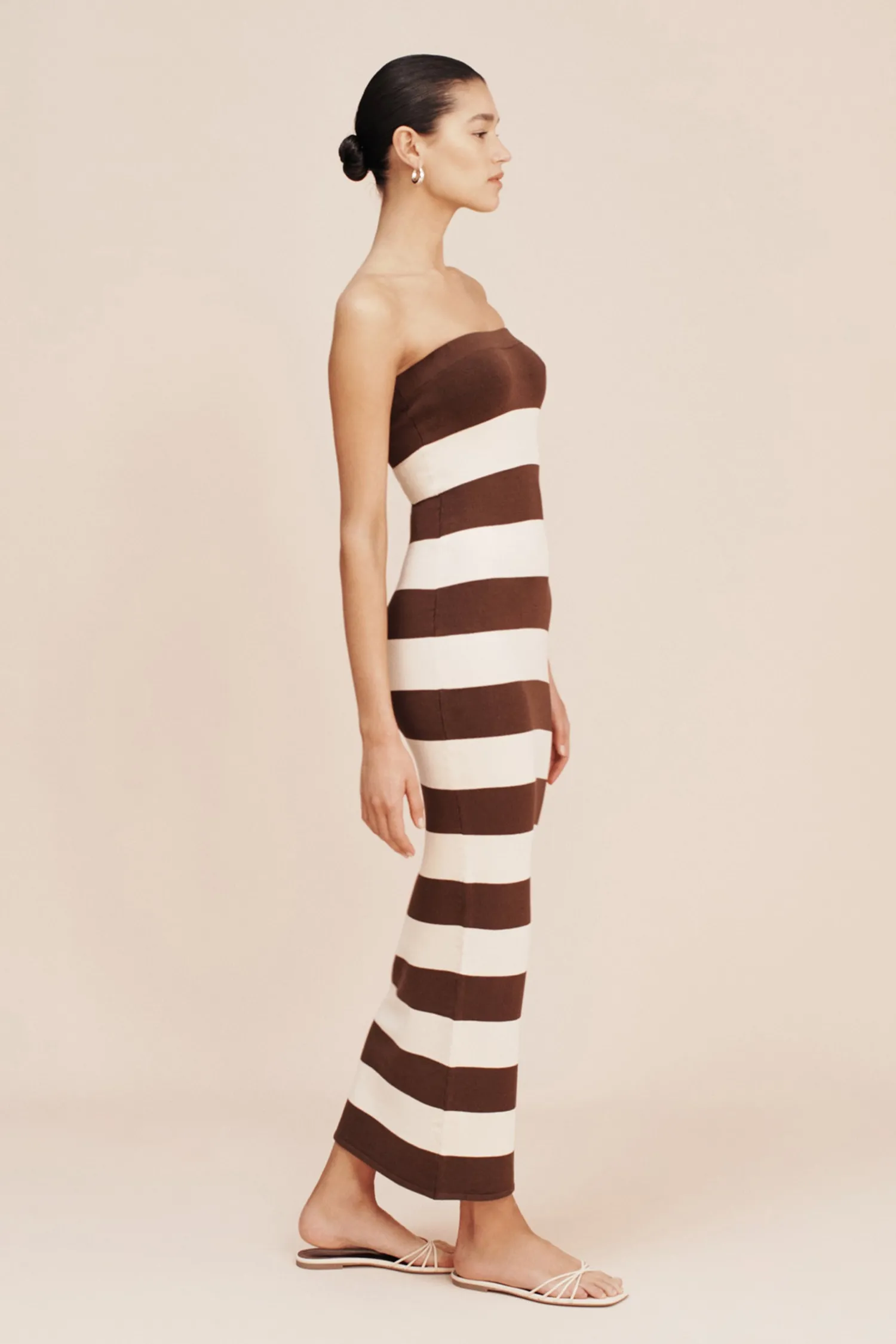 Sale POSSE THEO STRAPLESS DRESS Chocolate/Cream