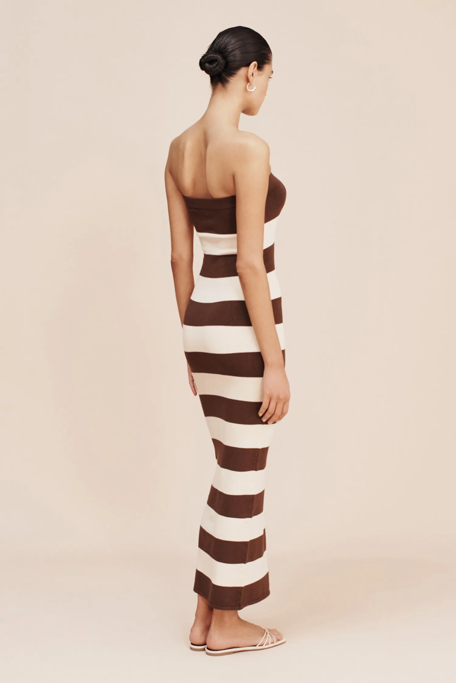 Sale POSSE THEO STRAPLESS DRESS Chocolate/Cream