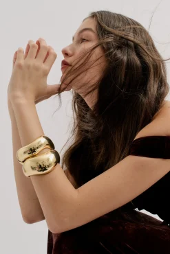 New ANNA ROSSI THICK WARPED BANGLE Gold