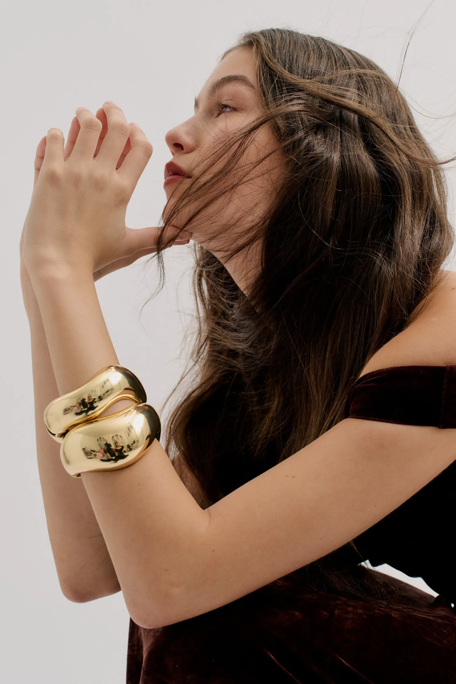 New ANNA ROSSI THICK WARPED BANGLE Gold