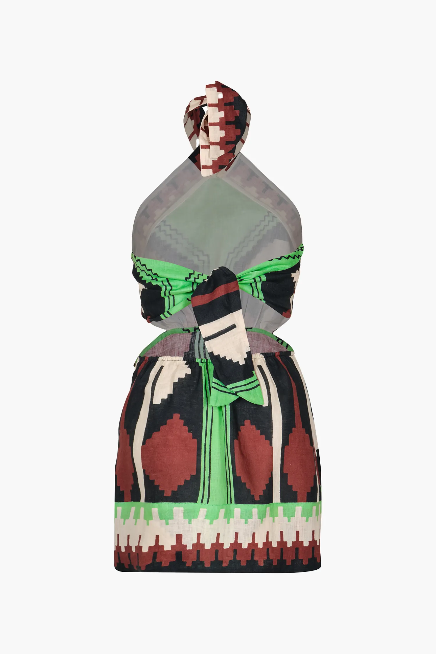 Discount JOHANNA ORTIZ TIDE STRENGTH MINI DRESS Green/Black/Paprika/Ecru