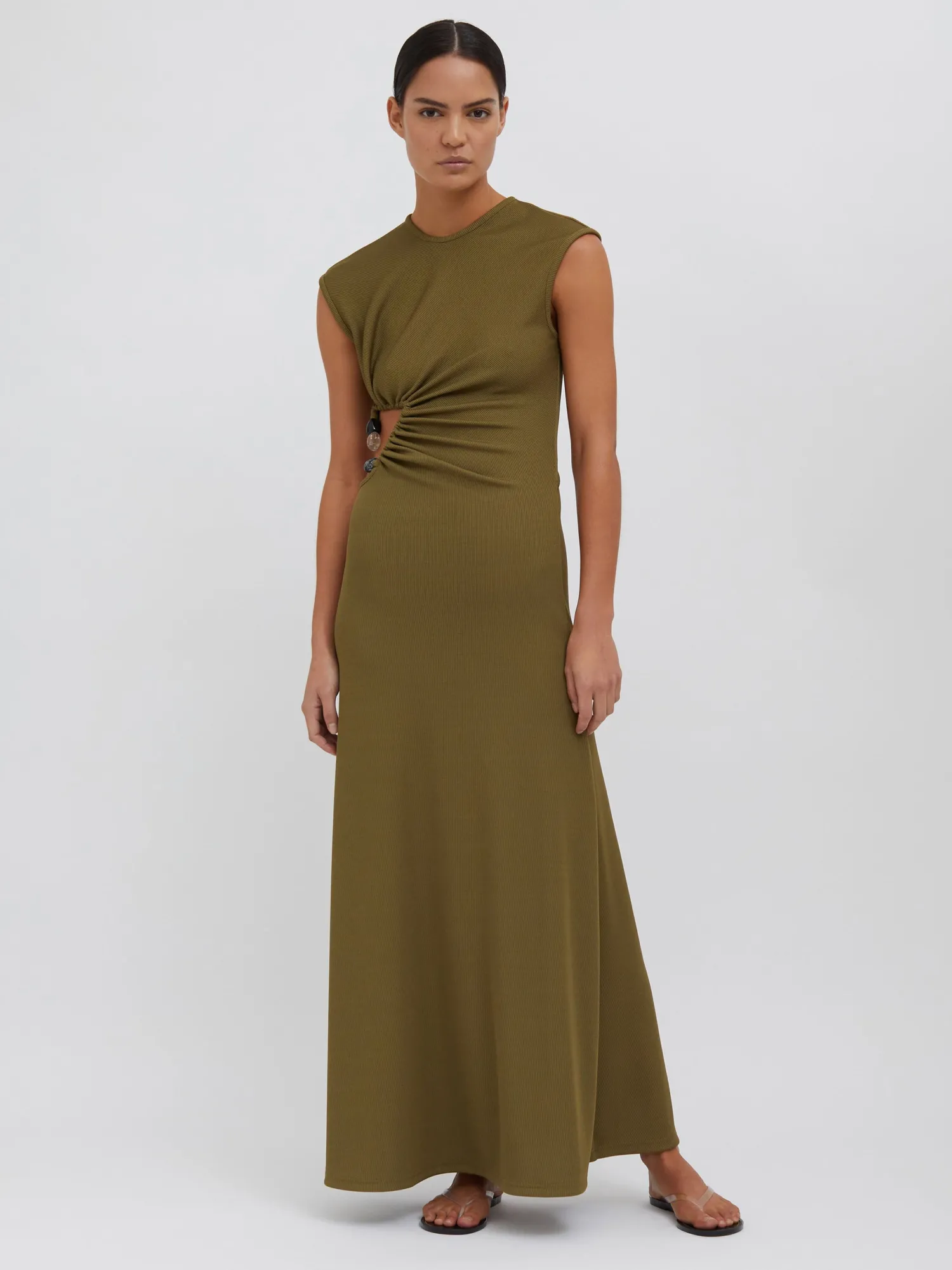 Sale CHRISTOPHER ESBER TRI CRYSTAL STONE TANK DRESS Olive