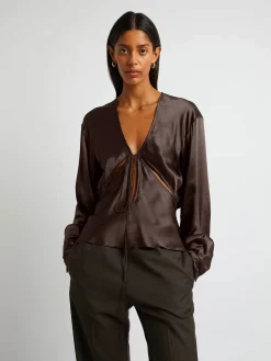 Cheap CHRISTOPHER ESBER TRIQUETRA FRONT TIE SHIRT Cocoa