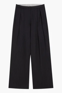 Flash Sale RÓHE WIDE LEG PINSTRIPE TROUSERS Black/GreyStripe