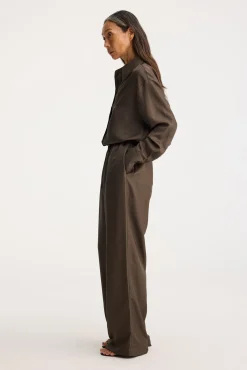 Fashion RÓHE WIDE LEG SILK TROUSERS Earth