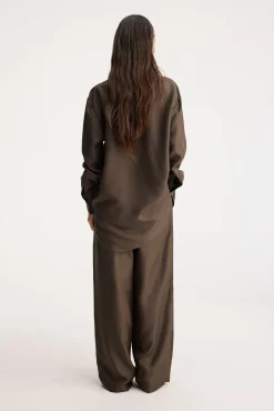 Fashion RÓHE WIDE LEG SILK TROUSERS Earth