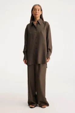 Fashion RÓHE WIDE LEG SILK TROUSERS Earth