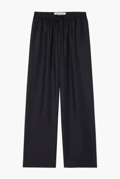Shop RÓHE WIDE LEG SILK TROUSERS Noir