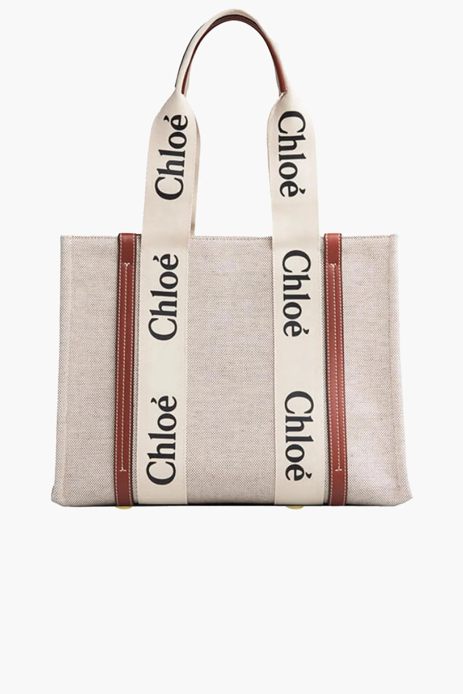 Fashion CHLOÉ WOODY MEDIUM TOTE WhiteandBrown