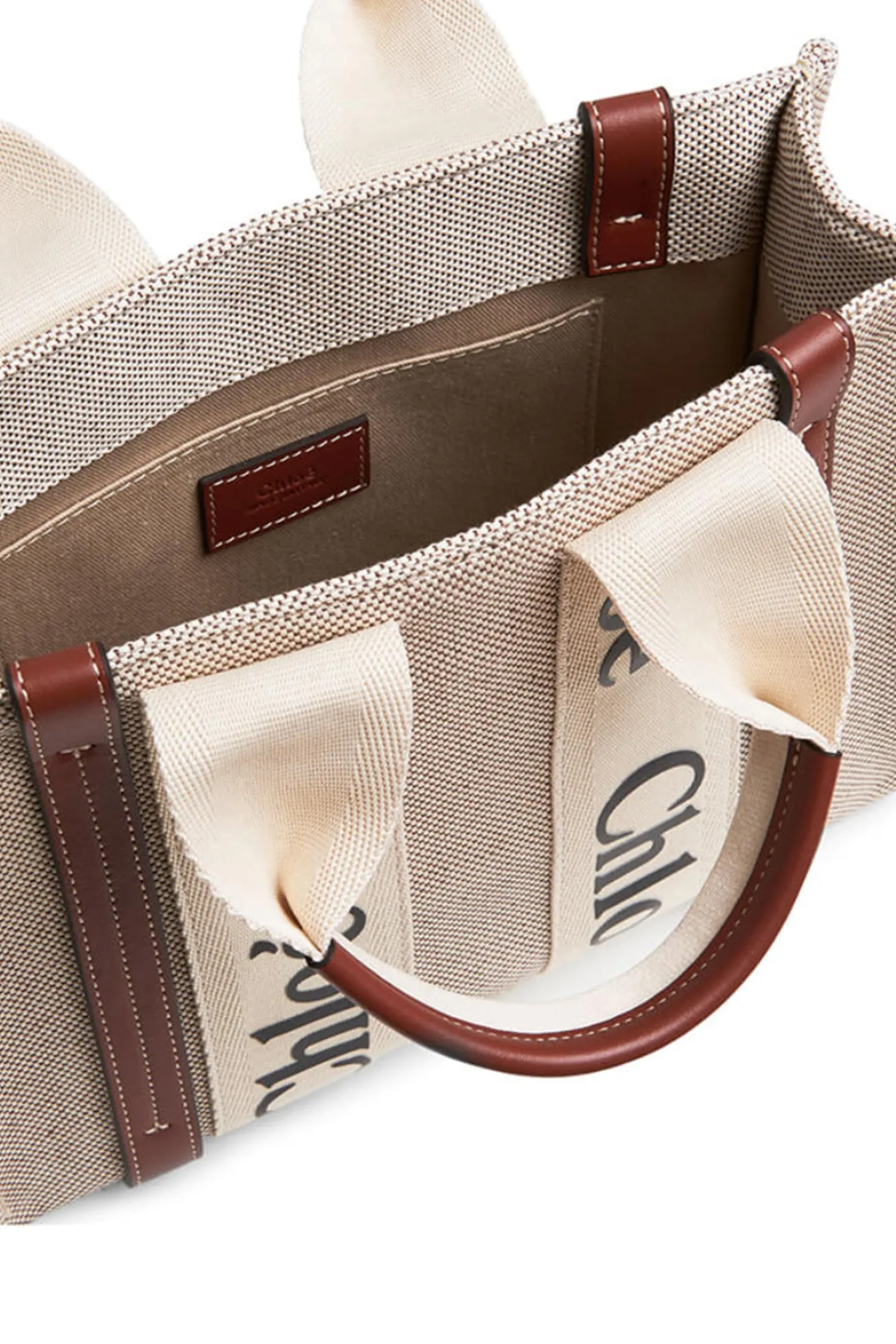 Fashion CHLOÉ WOODY MEDIUM TOTE WhiteandBrown