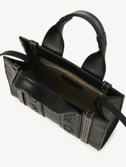Best CHLOÉ WOODY MINI LEATHER TOTE WITH STRAP Black