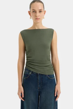 Outlet SIR YOLANDA RUCHED TANK Khaki