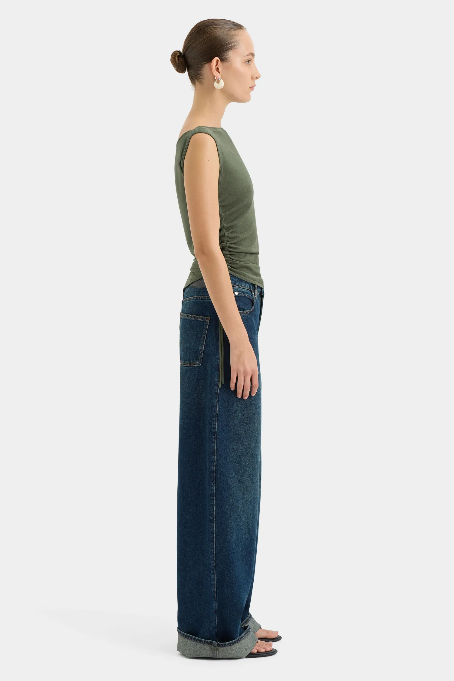 Outlet SIR YOLANDA RUCHED TANK Khaki