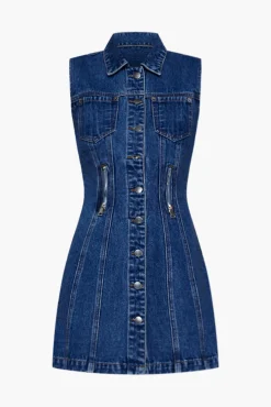 Best WYNN HAMLYN ZIPPER DENIM MINI DRESS Indigo