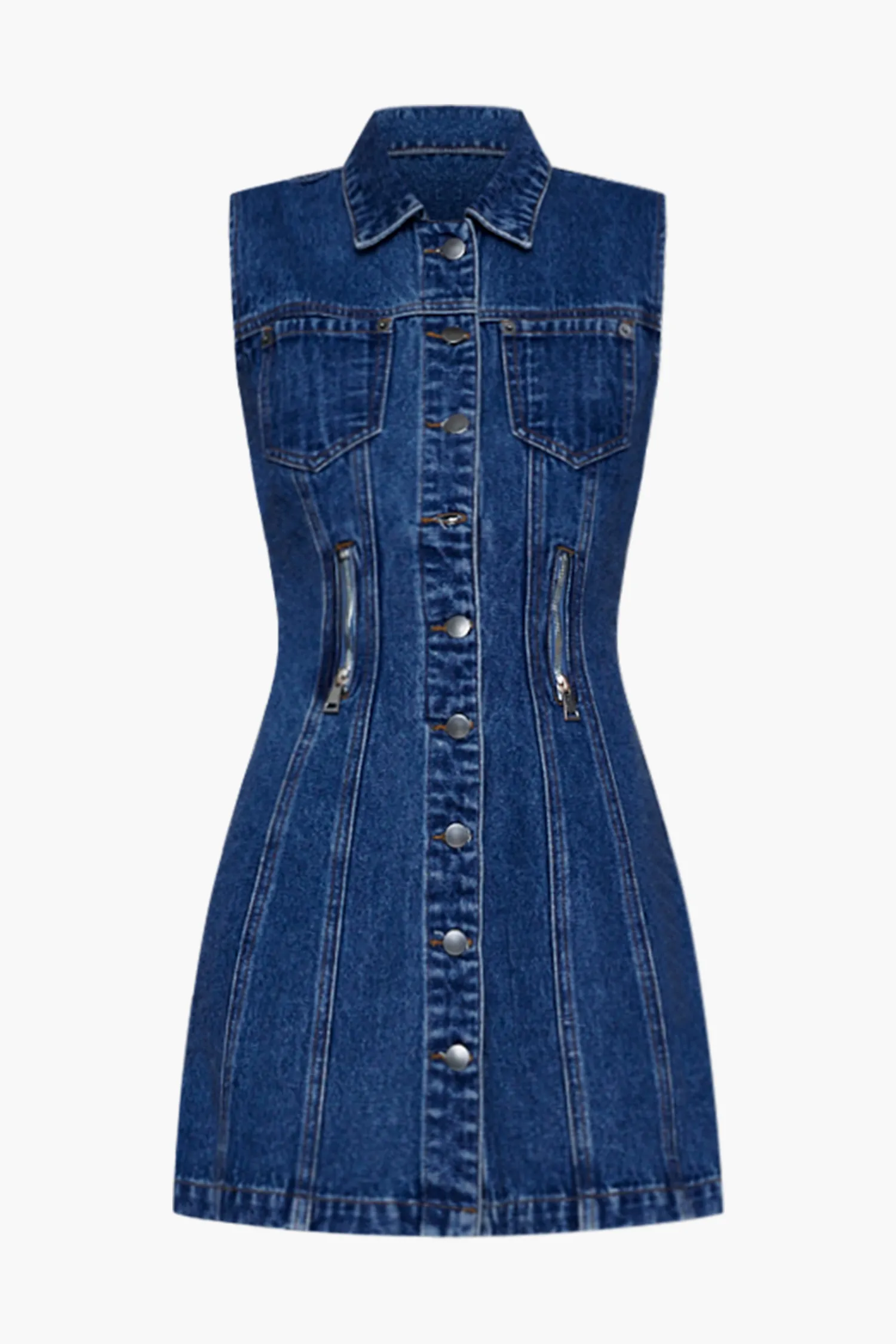 Best WYNN HAMLYN ZIPPER DENIM MINI DRESS Indigo