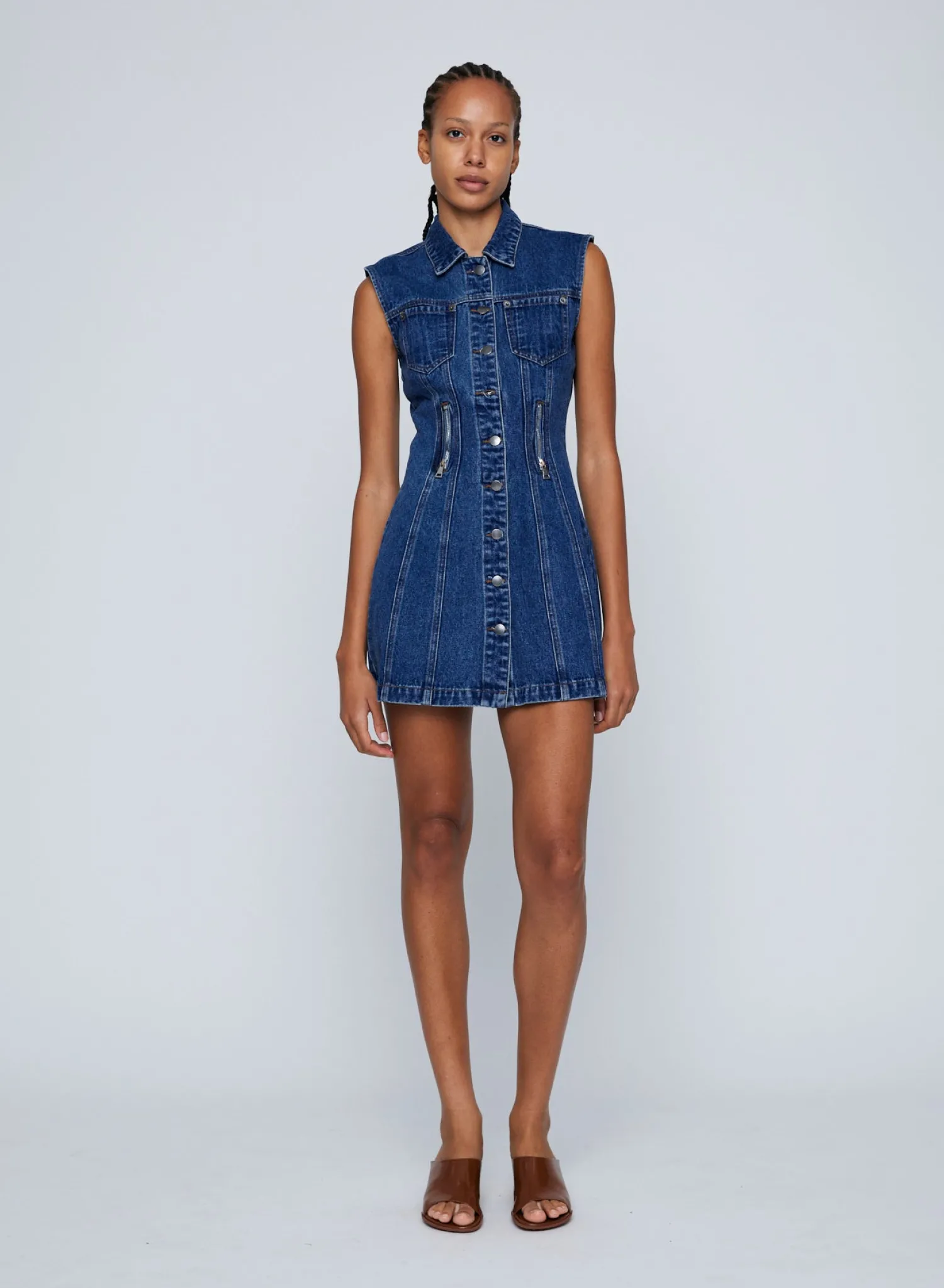 Best WYNN HAMLYN ZIPPER DENIM MINI DRESS Indigo